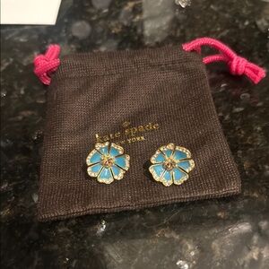 Kate Spade Turquoise and Gold Floral Earrings